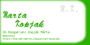 marta kopjak business card