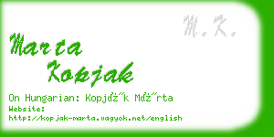 marta kopjak business card